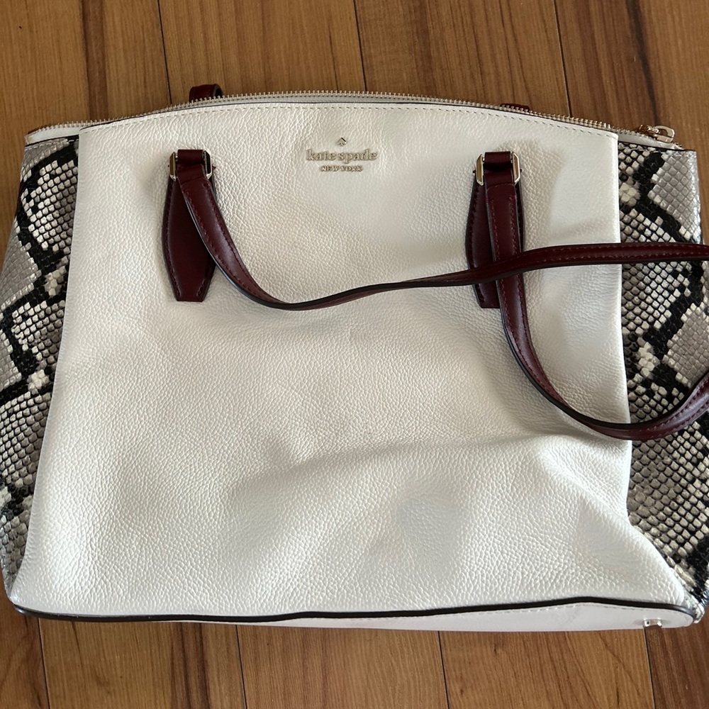 Kate Spade White and Snakeskin Purse